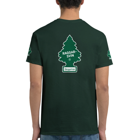 Mörkgrön t-shirt med grafiskt motiv inspirerat av klassiska luftfräschare