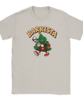 Beige t-shirt med en kaffeserverande julgran och texten ”Barrista”.