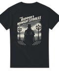 Retroinspirerad t-shirt med noir-illustration av Jack the Ripper i dimmigt London