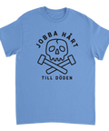 Stilrent tryck av en dödskalle med hammare – t-shirt med svart humor