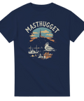 Vintage hamnmotiv från Göteborg med Masthuggskyrkan – marinblå t-shirt