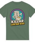 Retroinspirerad illustration med toaletthumor och satirisk text – rolig t-shirt