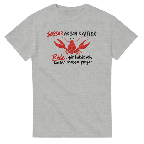 Politisk humor med kräftmotiv och syrligt citat – gråmelerad t-shirt
