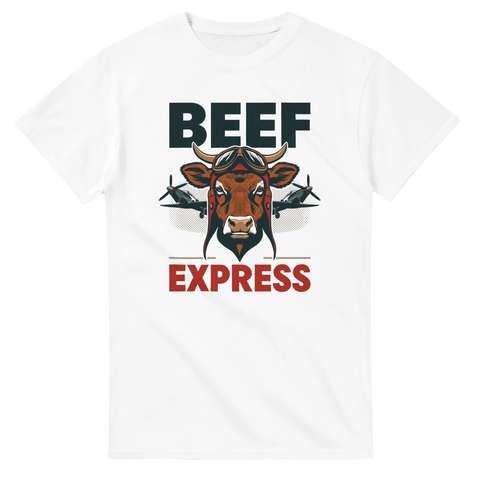 Grafisk illustration av en ko som stridspilot – retro t-shirt design