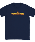 Marinblå T-shirt med smältande "Pannkakorna" logotyp.