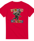 Svart humor och retroestetik med en bandit på språng – motiv-t-shirt