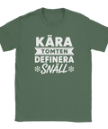 Ironiskt julmotiv med vit typografi på en olivgrön t-shirt