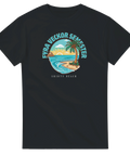 Fyra veckor semester" palmö, solnedgång, hav på svart t-shirt.