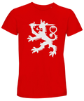 Klassiskt finskt lejon i vit grafik – Suomen Leijona t-shirt i rött