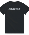 Minimalistiskt citat-tryck Bakfull i silvermetallic på svart t-shirt