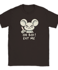 T-shirt med satirisk illustration av en arg mus och texten Oh Boi