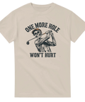 Grafiskt tryck med golfande skelett och humoristisk text – golf t-shirt