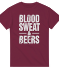 Rock'n'roll inspirerat motiv med texten Blood Sweat & Beers – retro t-shirt
