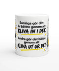 Rolig mugg med citat om relationer och svarta penseldrag