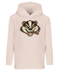 Billy Badger-motiv med arg grävling som röker cigarr på ljusrosa barntröja.