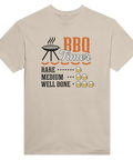 Beige t-shirt med retroinspirerat tryck av en grill och ölsejdlar