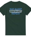 Mörkgrön t-shirt med texten Eat Sleep Innebandy Repeat