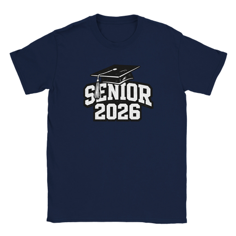 Mörkblå t-shirt med klassiskt tryck för avgångselever år 2026