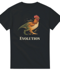 T-shirt med absurd grafisk design föreställande en hybrid av dinosaurie och tupp