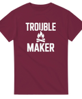 Minimalistiskt tryck av en brasa och text – vinröd t-shirt för rebeller