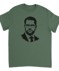 Militärgrön t-shirt med politikern Jimmie Åkesson från högerpartiet Sverigedemokraterna