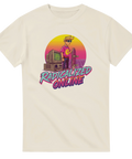 Vintage dator-motiv med grön kod och kaxig attityd på beige t-shirt