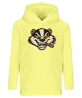 Billy Badger seriefigur med cigarr på gul barnhoodie