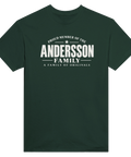 Mörkgrön t-shirt med texten Andersson – A Family of Originals