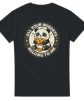 Grafiskt emblem med en panda och nuggets – svart t-shirt