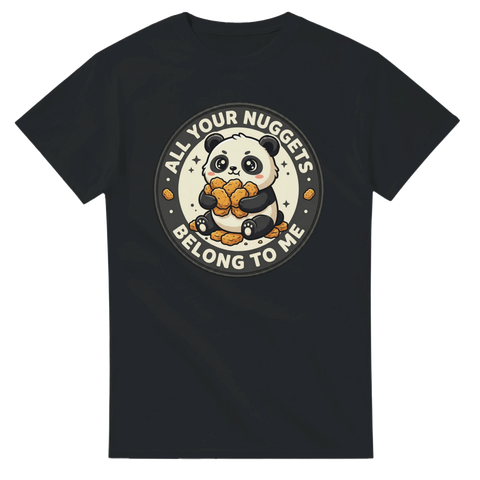 Grafiskt emblem med en panda och nuggets – svart t-shirt