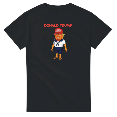 Grafiskt tryck med Donald Trump i sjömanskostym – svart t-shirt