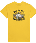Humoristisk illustration för allergiker med blommor och katt – t-shirt med citat