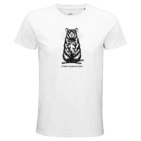 T-shirt med statement-design föreställande en råtta i svartvitt