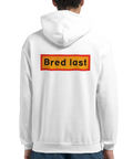 vit hoodie med ryggtryck och texten bred last