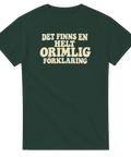 T-shirt med tryck och texten ”Det finns en helt orimlig förklaring”.