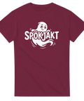 Illustration av ett glatt spöke och texten Spökjakt – t-shirt med humor