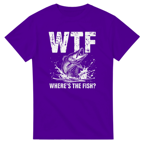 Sportfiske-design med texten Where's the fish och illustrerad fisk – fisketröja