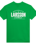 Grön t-shirt med texten Larsson – A Family of Originals