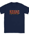 Mörkblå t-shirt med ett detaljrikt och hungerskapande motiv av ordet kebab