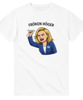 Kaxigt tryck med texten Fröken Höger och tecknad kvinna – grafisk t-shirt