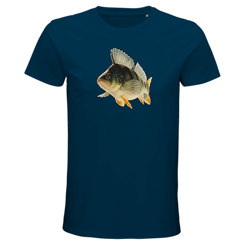 Marinblå figursydd t-shirt med exklusivt fiskmotiv för sportfiskare