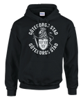 Skellett-version av Göteborgs stadsvapen med lejon och svärd – svart hoodie
