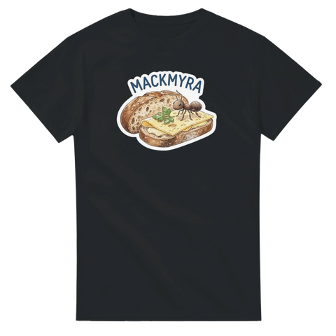 Svensk ordvits som motiv på t-shirt med en myra sittandes på ost