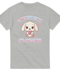 Kawaii kanin med hjärta och texten "I put the tism in autism" på grå t-shirt.