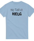 Ljusblå t-shirt med grafiskt texttryck i tung och stabil stil