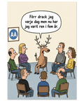 Satirisk illustration av en talande ren i en samtalsring – grafisk poster