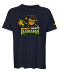 E-sportinspirerad illustration av apa med headset tryckt på mörkblå t-shirt