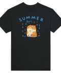 Rolig t-shirt med kattmotiv som driver med dåligt sommarväder