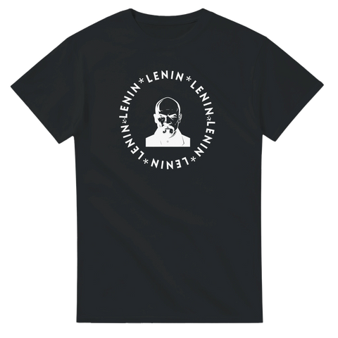 Ikonisk historisk symbolik med Lenin-porträtt – svart t-shirt med grafiskt tryck