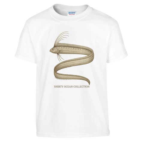 Vintage illustration av en sillkung på vit barn-t-shirt